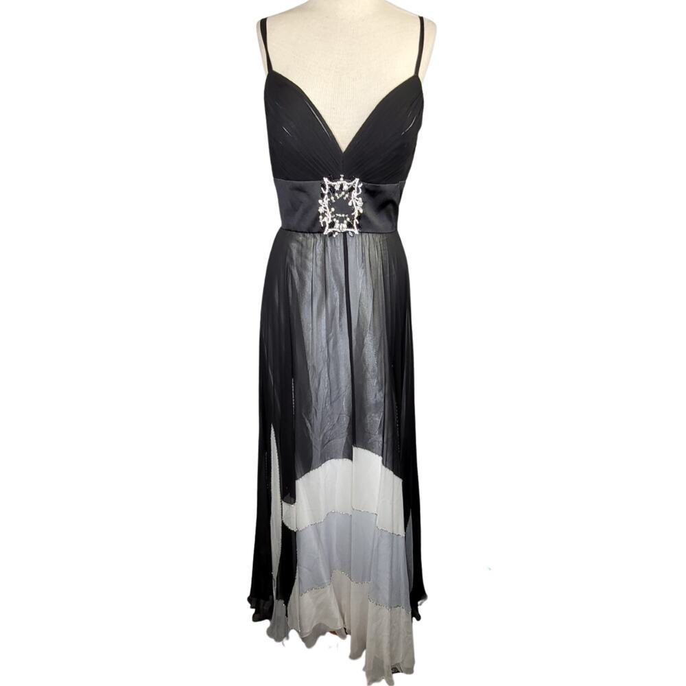 Black and White Beaded Maxi Dress Size 14 New with Tags